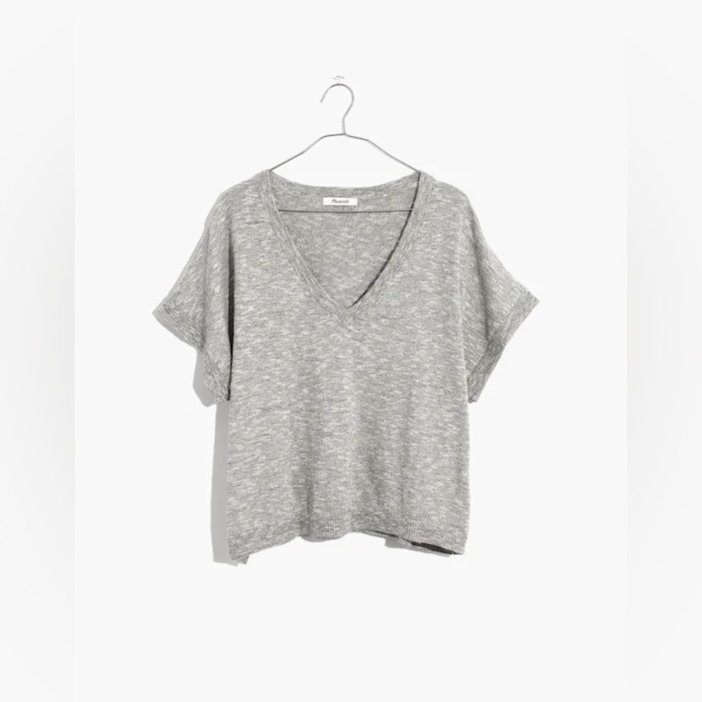 Madewell Women’s V Neck Paulson Sweater Tee in Marled Storm, Size Medium - Picture 4 of 11